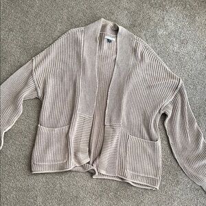 American Eagle Outfitters Light Tan Open Cardigan